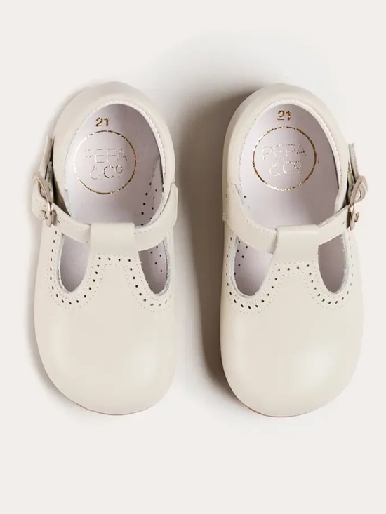 Pepa London Other - PEPA LONDON T-Bar Ivory Leather Baby Walker Shoes